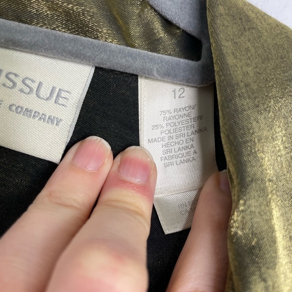 VINTAGE Liz Claiborne metallic sheen green bronze buttons down blouse - Picture 6 of 7